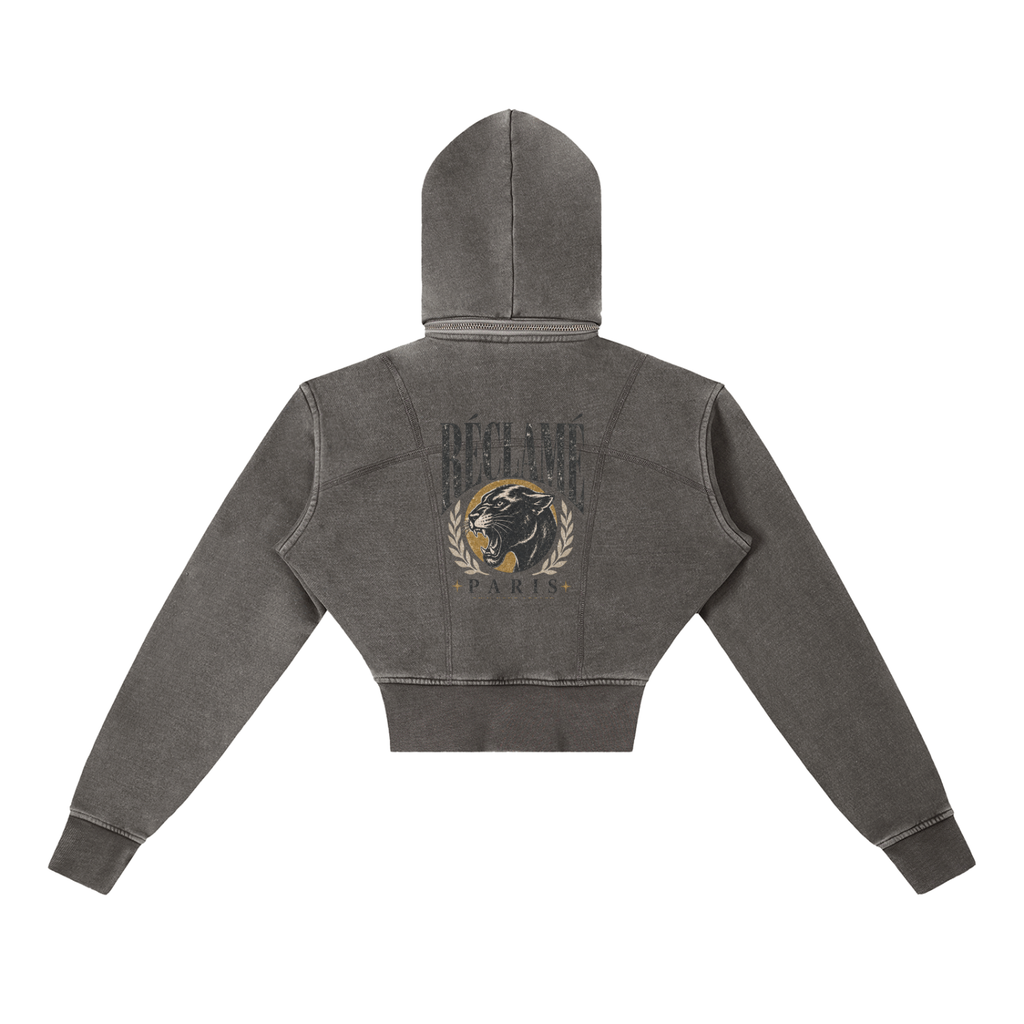 Vintage Washed Cropped Fleece Hoodie