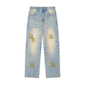 Sun Fade Raw Hem Denim Jeans