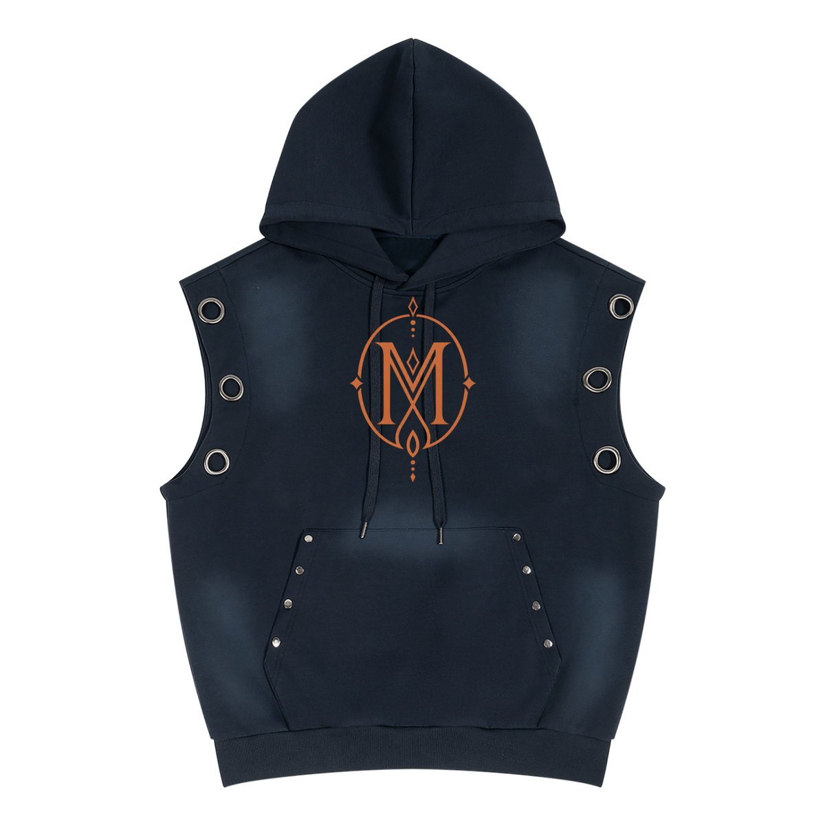 Unisex Vintage Wash Sun Fade Sleeveless Hoodie