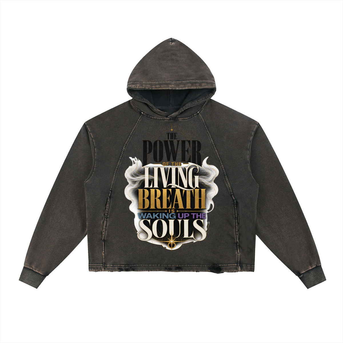 Vintage Washed Frayed-Hem Hoodie