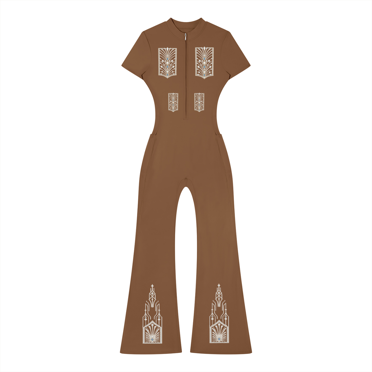 Women’s Tight Flared Leg Quarter-Zip Jumpsuit