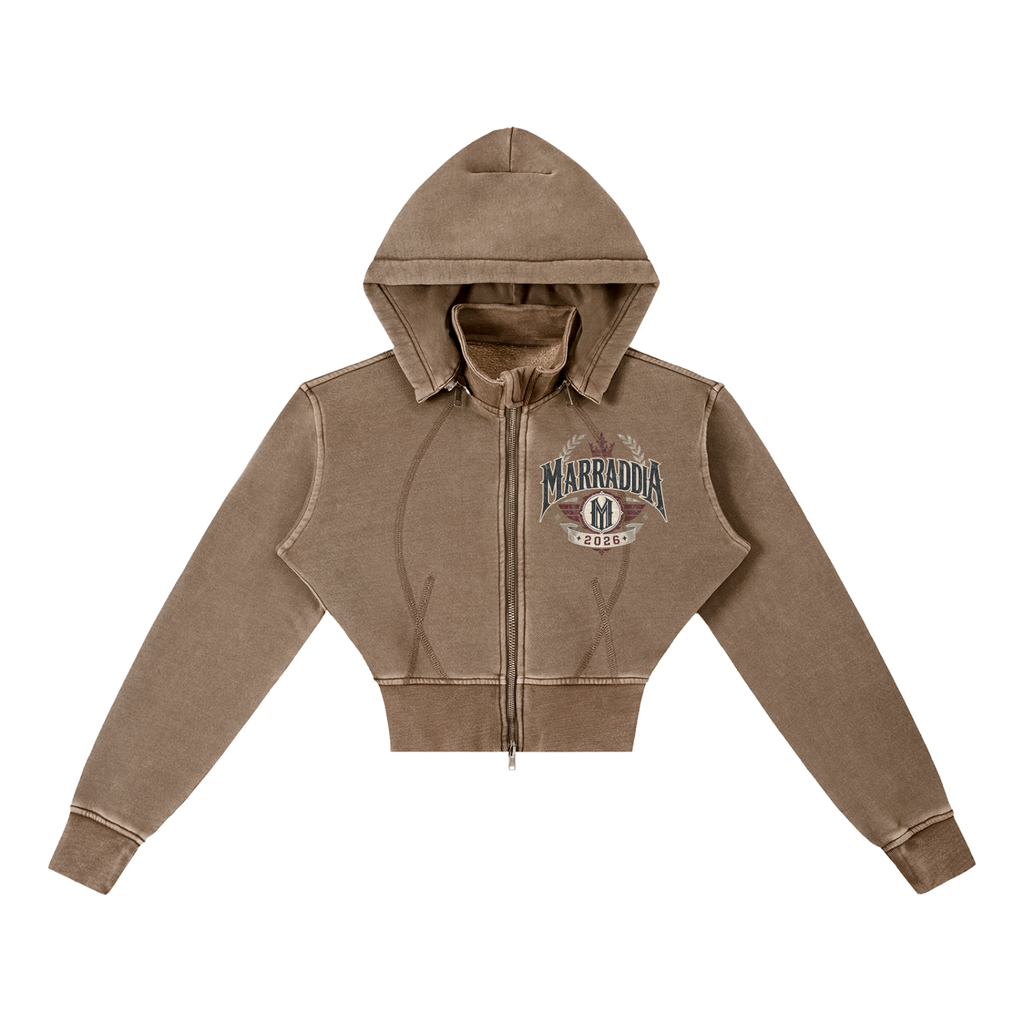 Vintage Washed Cropped Fleece Hoodie