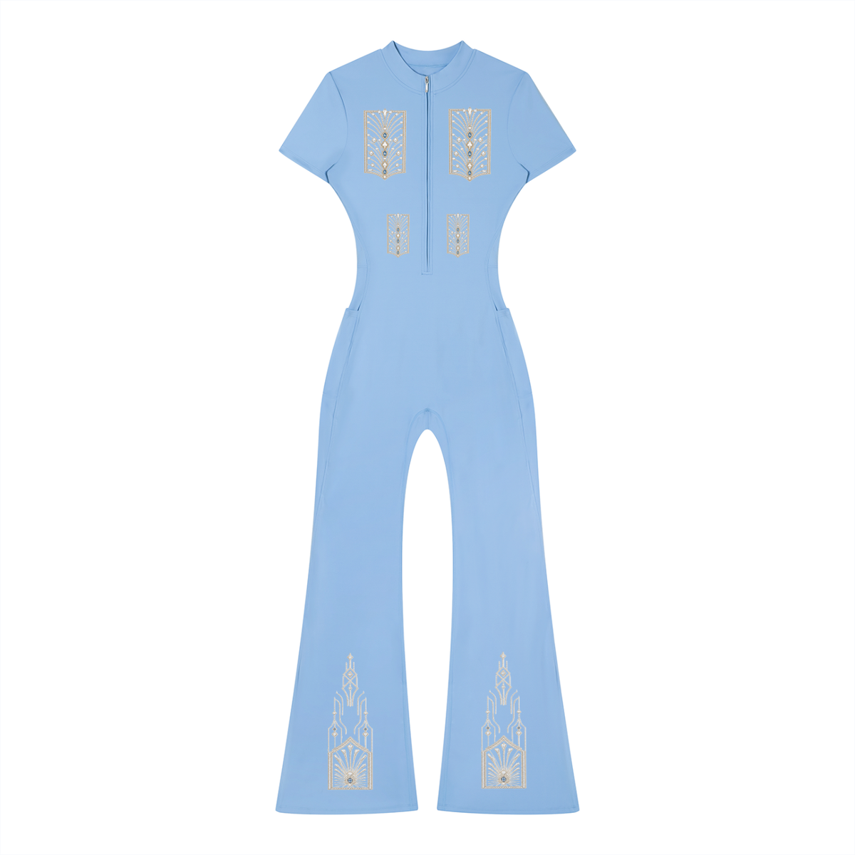 Women’s Tight Flared Leg Quarter-Zip Jumpsuit