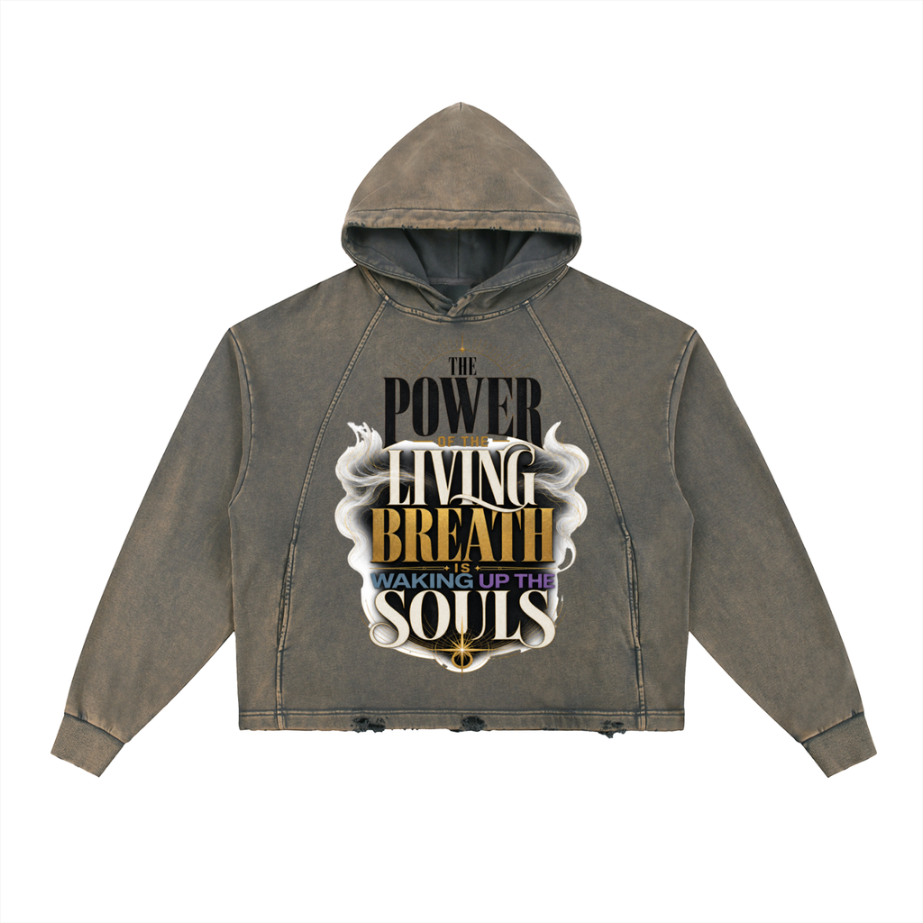 Vintage Washed Frayed-Hem Hoodie