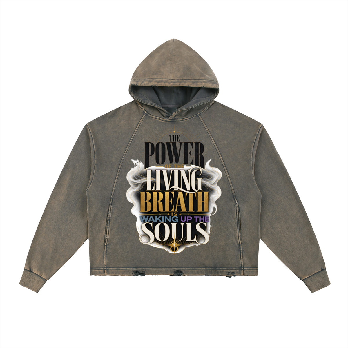 Vintage Washed Frayed-Hem Hoodie