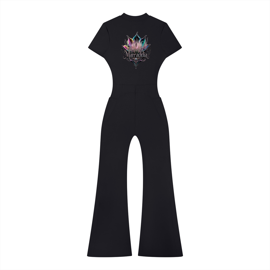 Women’s Tight Flared Leg Quarter-Zip Jumpsuit