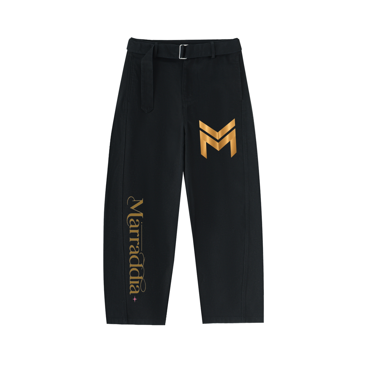 Belted Barrel-leg Chino Pants