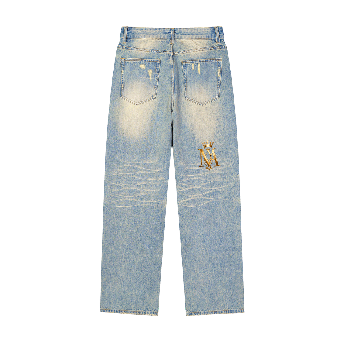 Sun Fade Raw Hem Denim Jeans