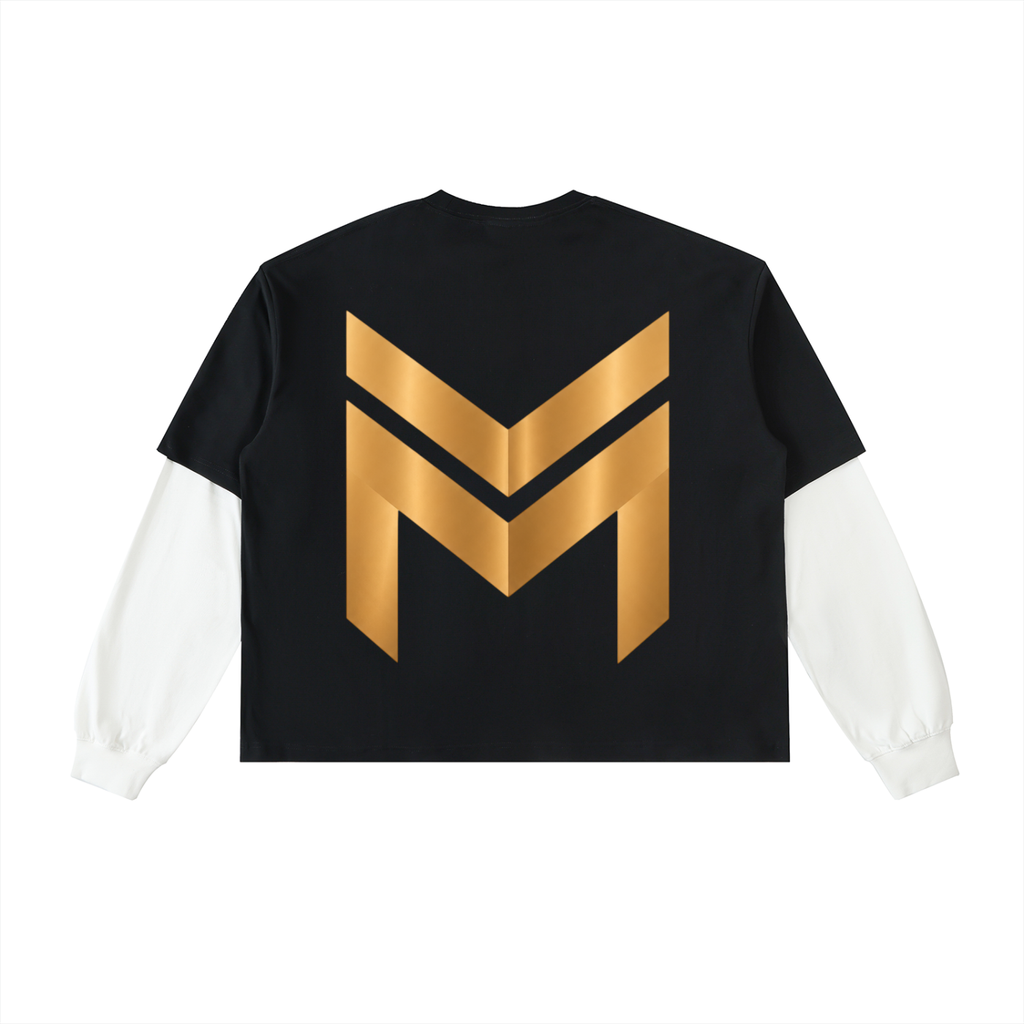 Layered Contrast Sleeve Cotton T-Shirt