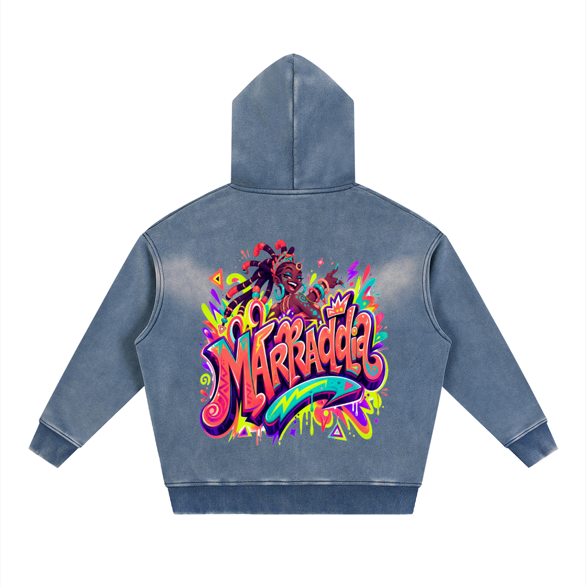 Sunfade Two-way Zipper Boxy Fleece Hoodie