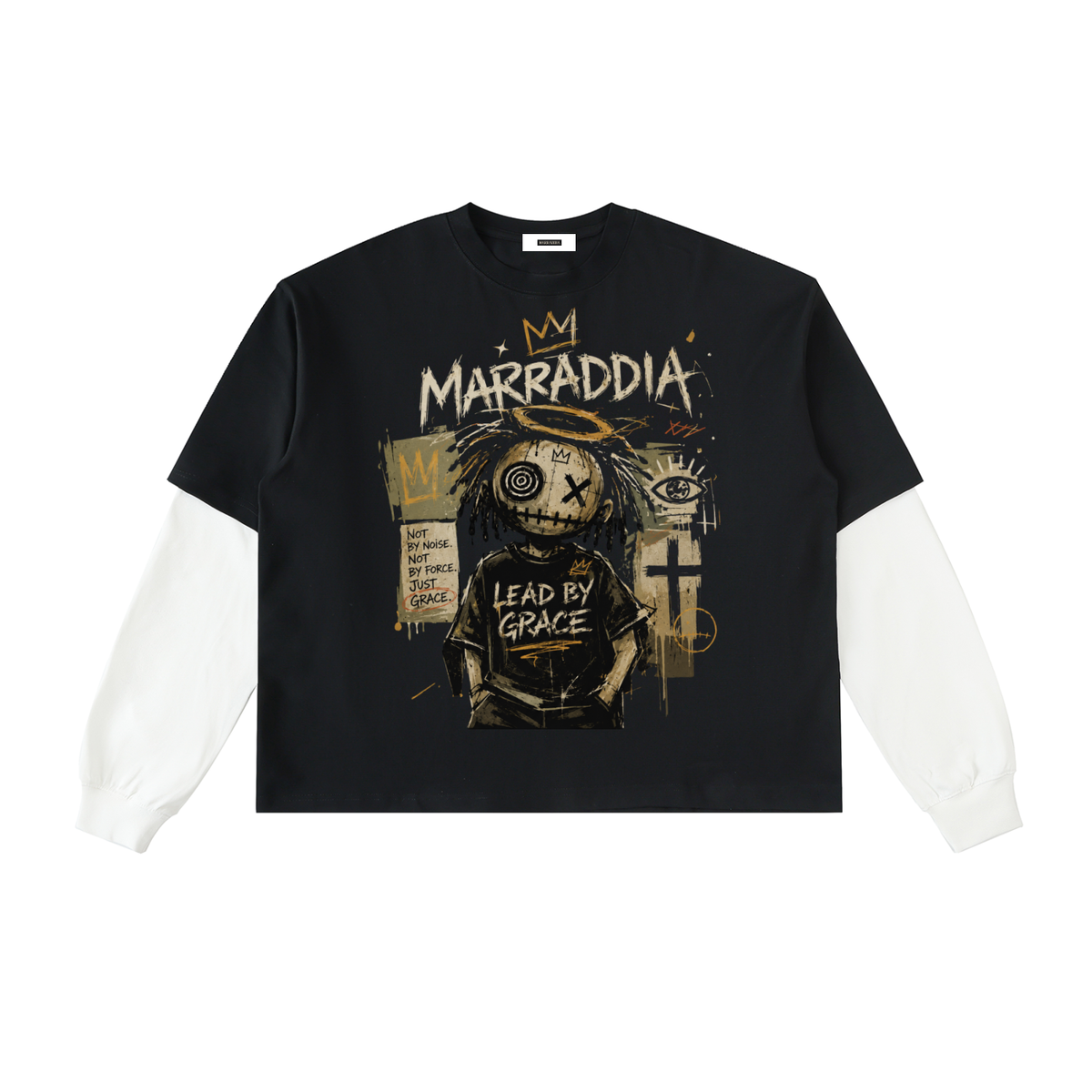 Layered Contrast Sleeve Cotton T-Shirt