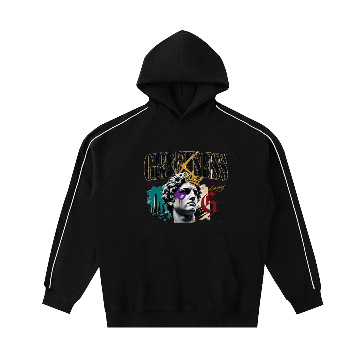 Contrast Piping Raglan Hoodie