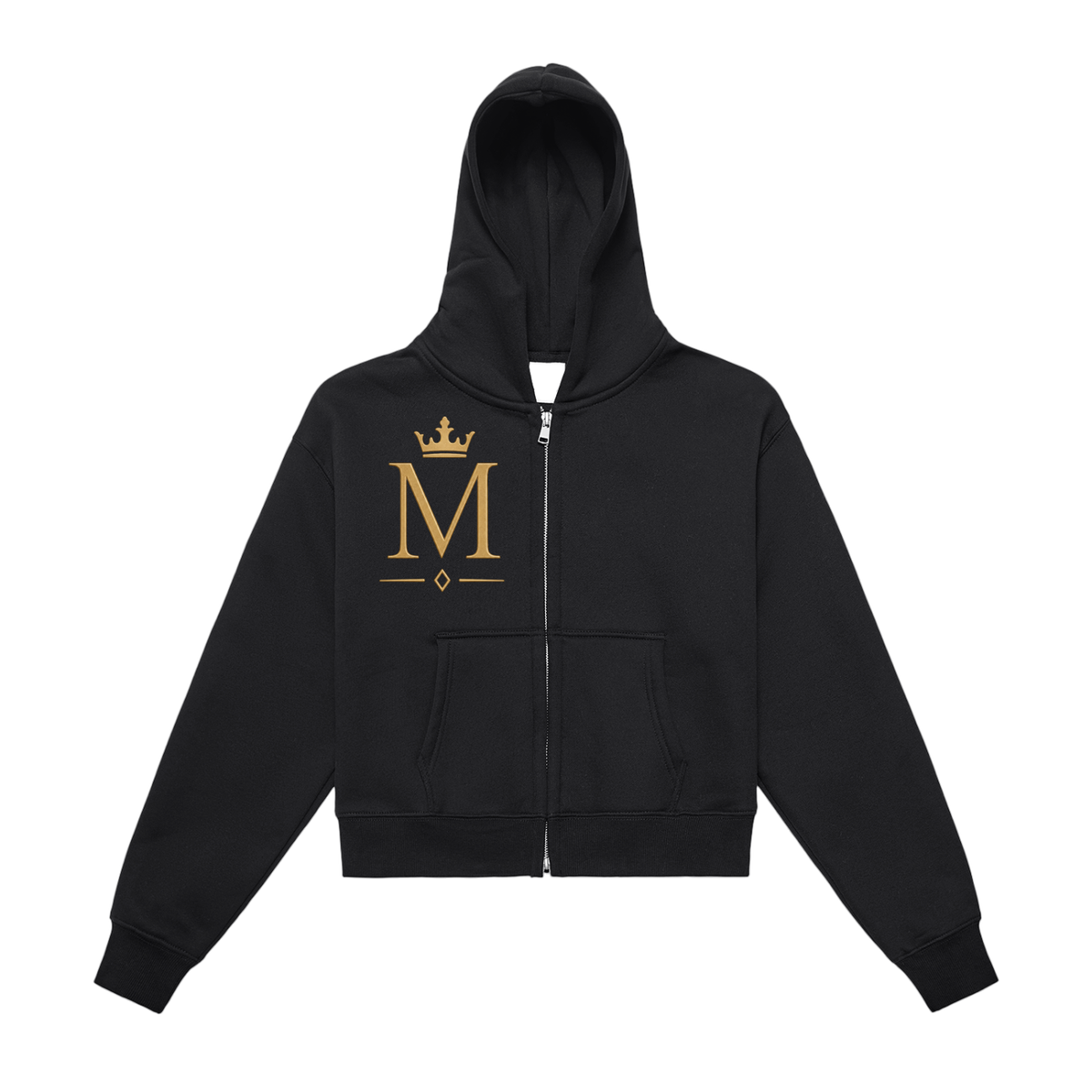 Fleeced Zip-Up Cropped Hoodie
