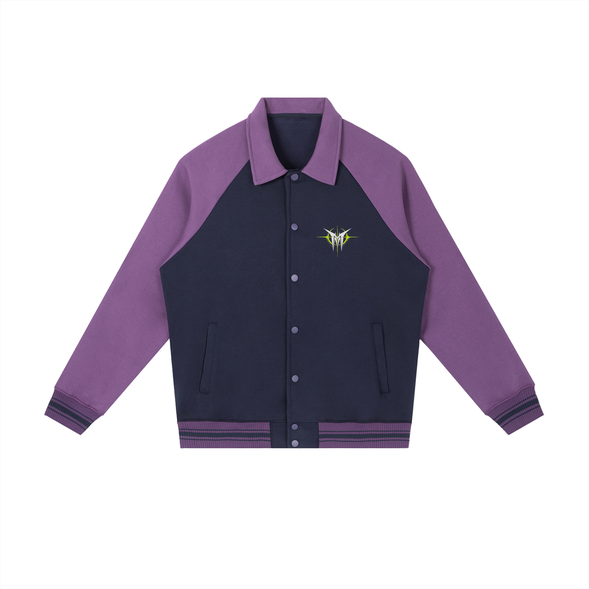 Contrast Raglan Sleeve Baseball Jacket