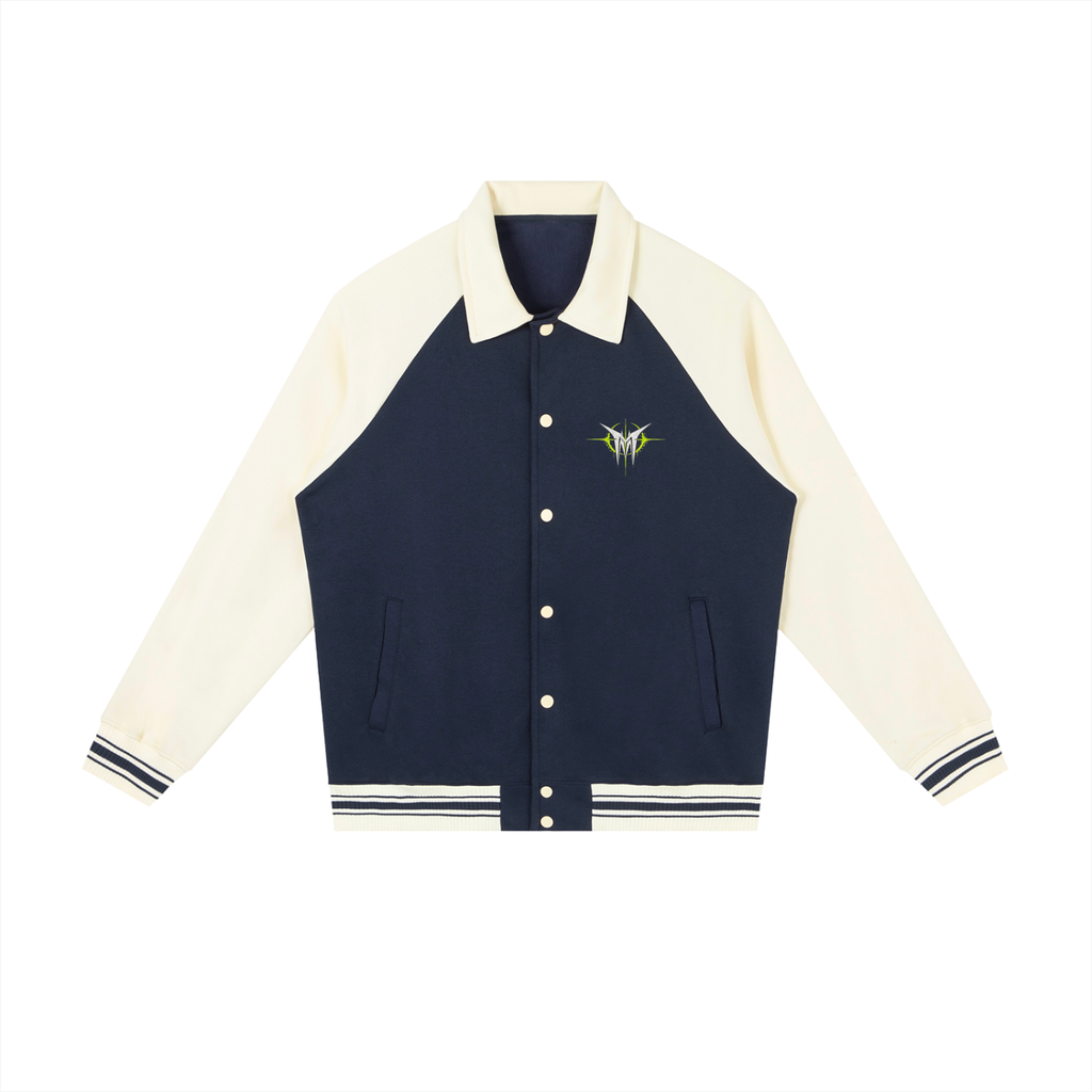 Contrast Raglan Sleeve Baseball Jacket