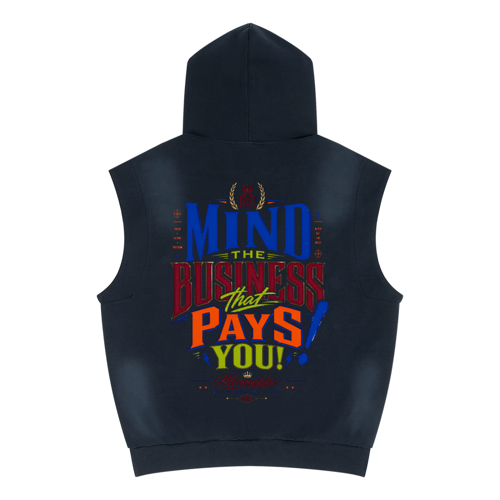 Unisex Vintage Wash Sun Fade Sleeveless Hoodie