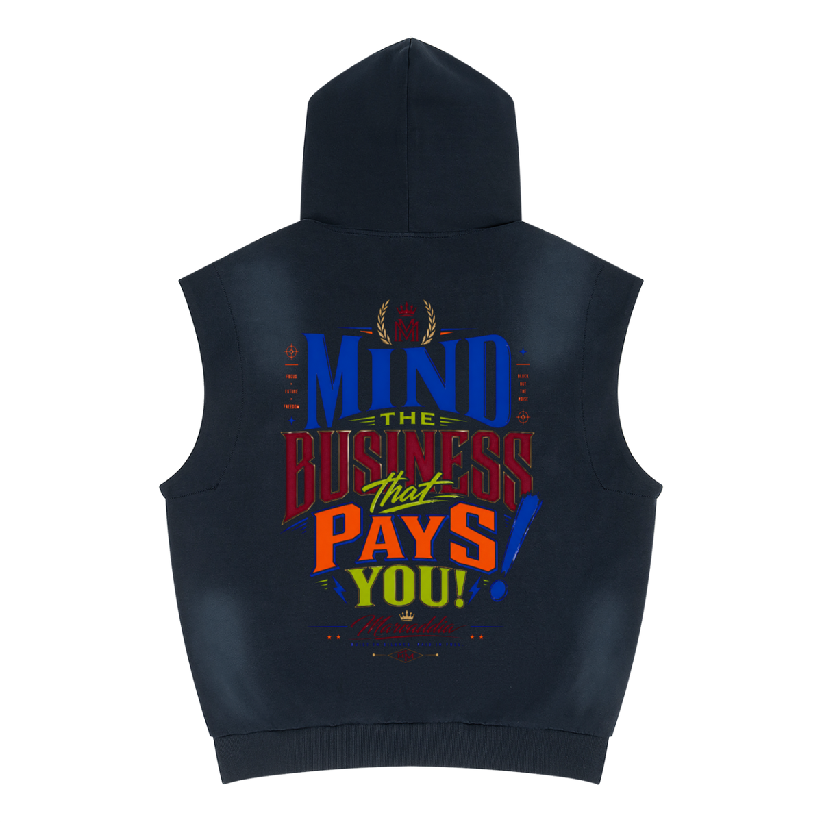 Unisex Vintage Wash Sun Fade Sleeveless Hoodie