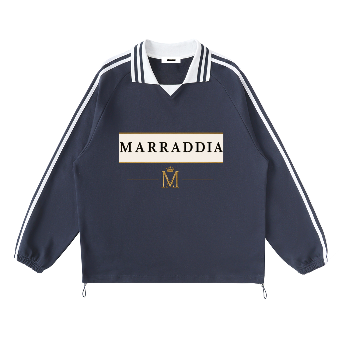 Contrast Striped Lapel Collar Sweatshirt