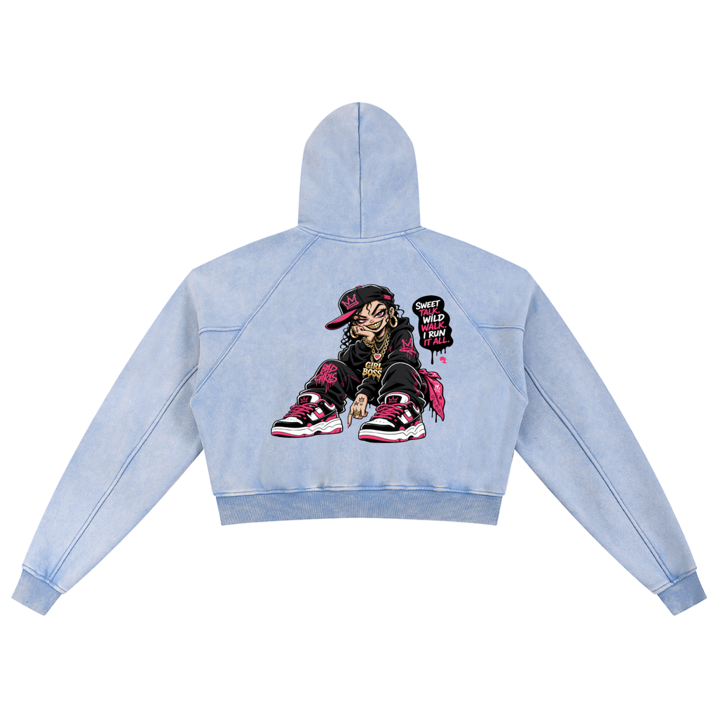 Snow Washed Cropped Hoodie