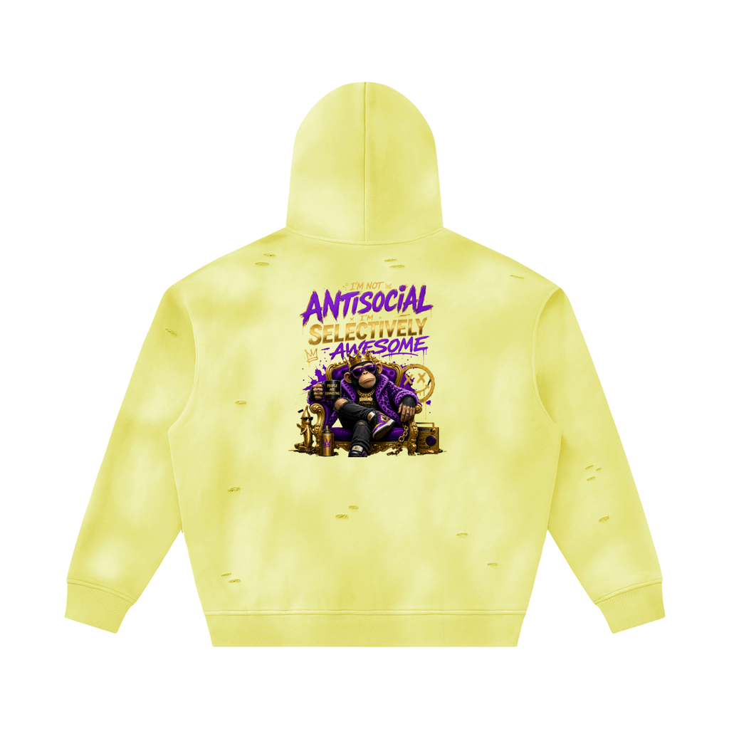 Unisex Sunfade Frayed Fleece Hoodie