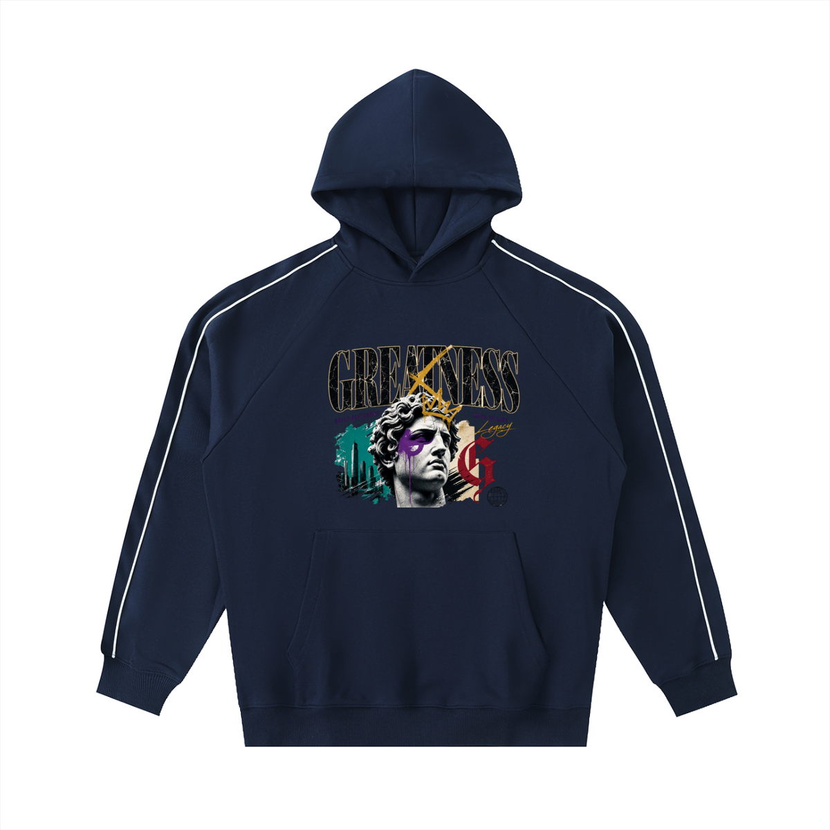 Contrast Piping Raglan Hoodie