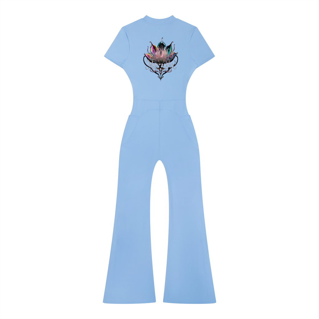 Women’s Tight Flared Leg Quarter-Zip Jumpsuit