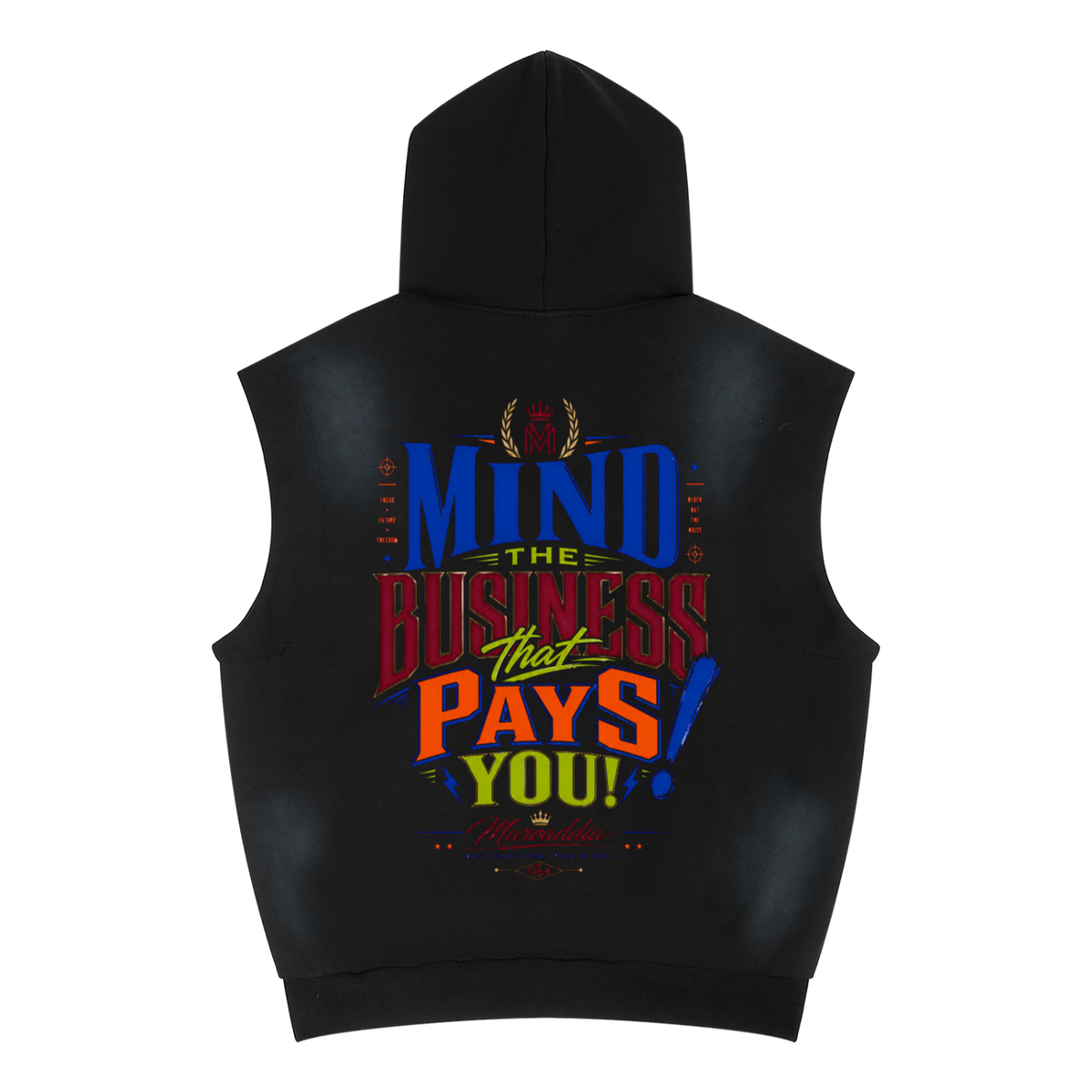 Unisex Vintage Wash Sun Fade Sleeveless Hoodie