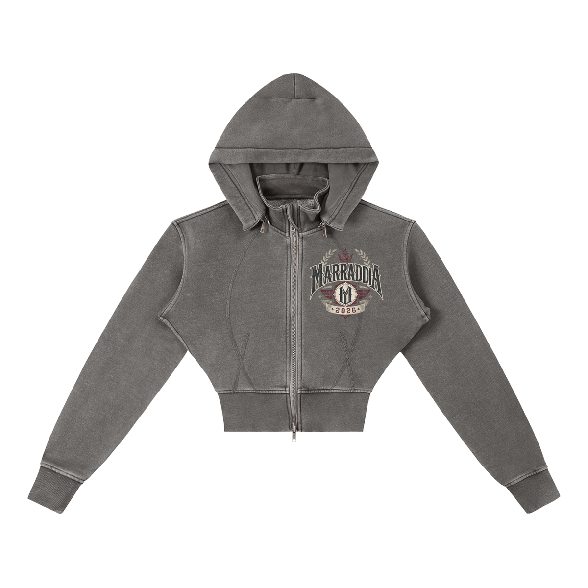 Vintage Washed Cropped Fleece Hoodie