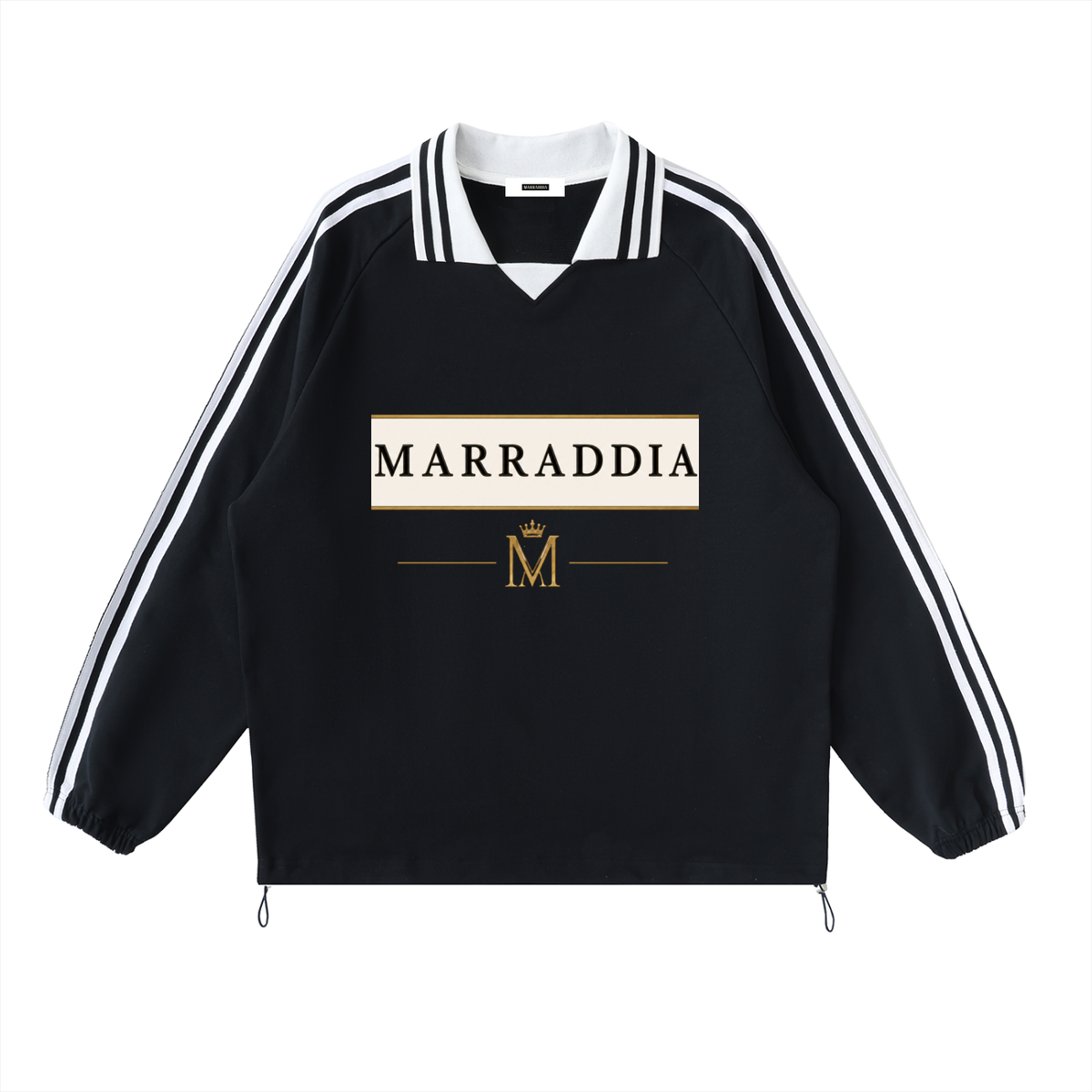 Contrast Striped Lapel Collar Sweatshirt