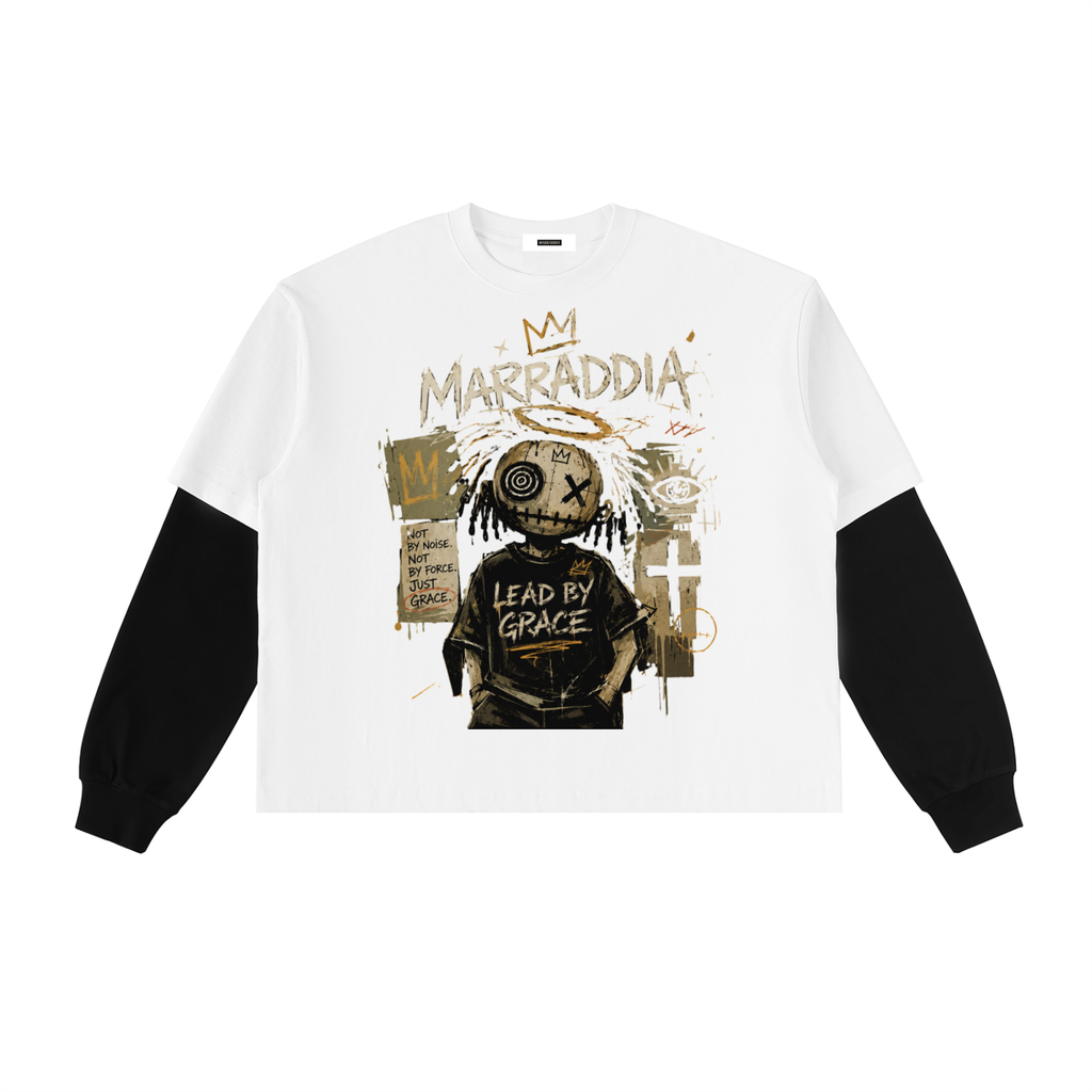 Layered Contrast Sleeve Cotton T-Shirt