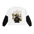 Layered Contrast Sleeve Cotton T-Shirt