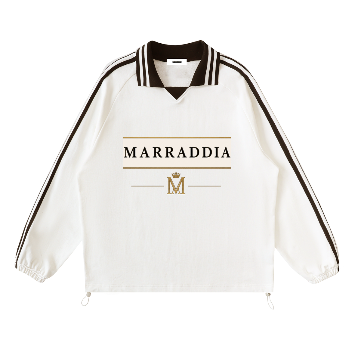 Contrast Striped Lapel Collar Sweatshirt