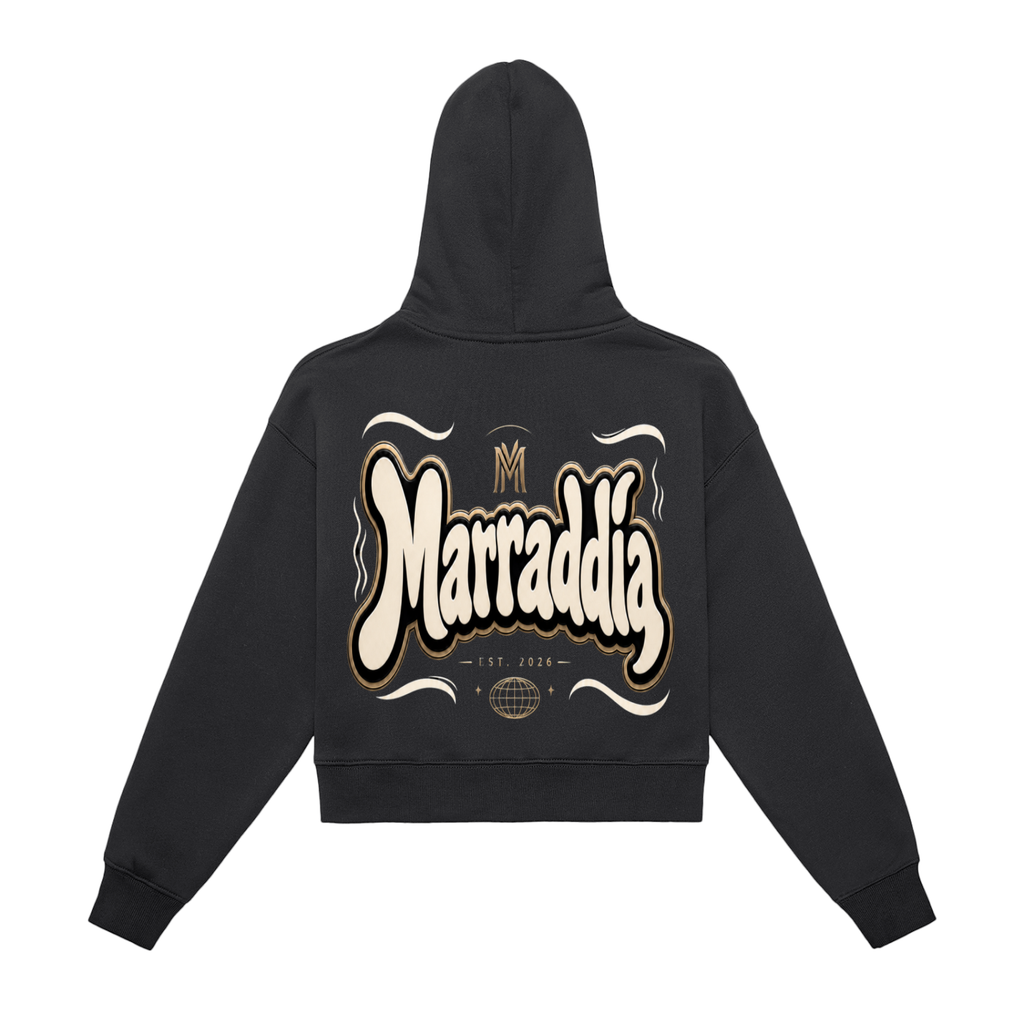 Fleeced Zip-Up Cropped Hoodie