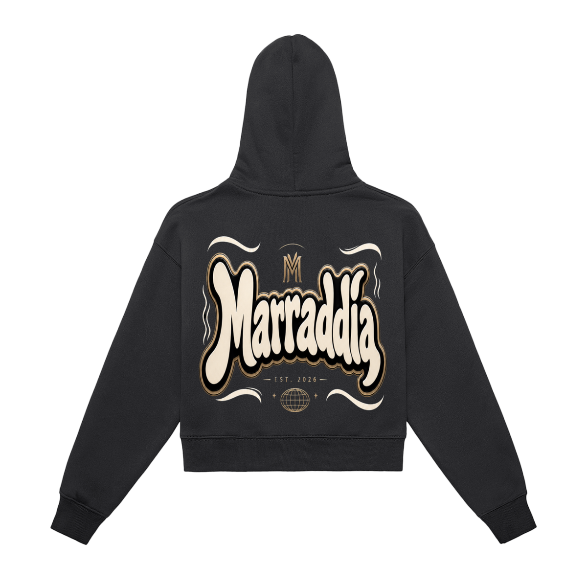 Fleeced Zip-Up Cropped Hoodie