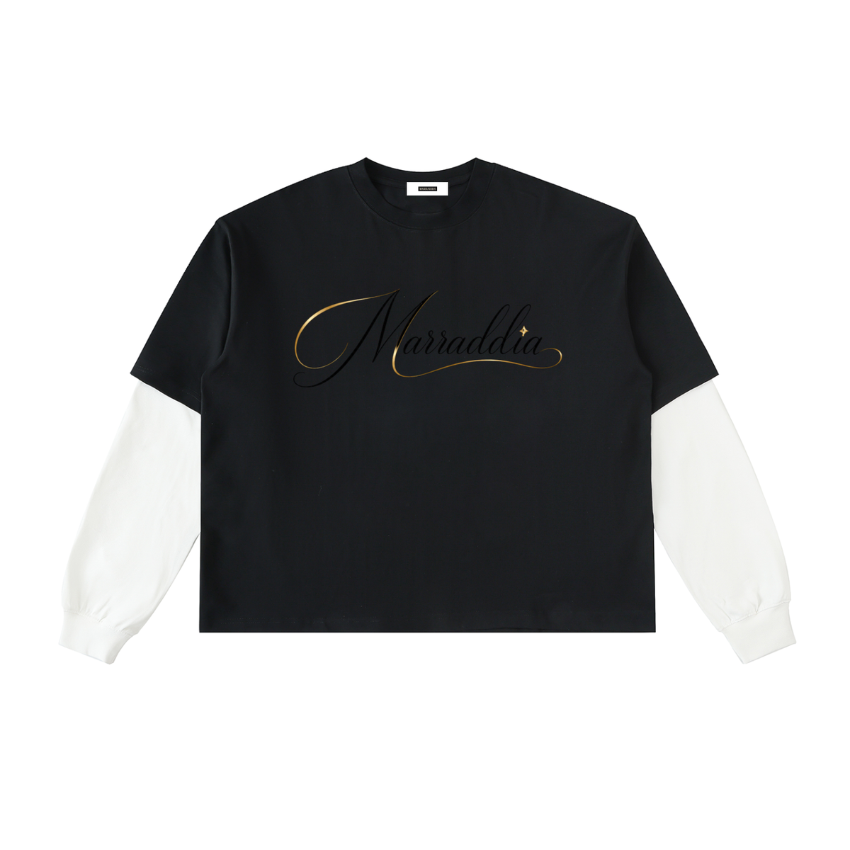 Layered Contrast Sleeve Cotton T-Shirt