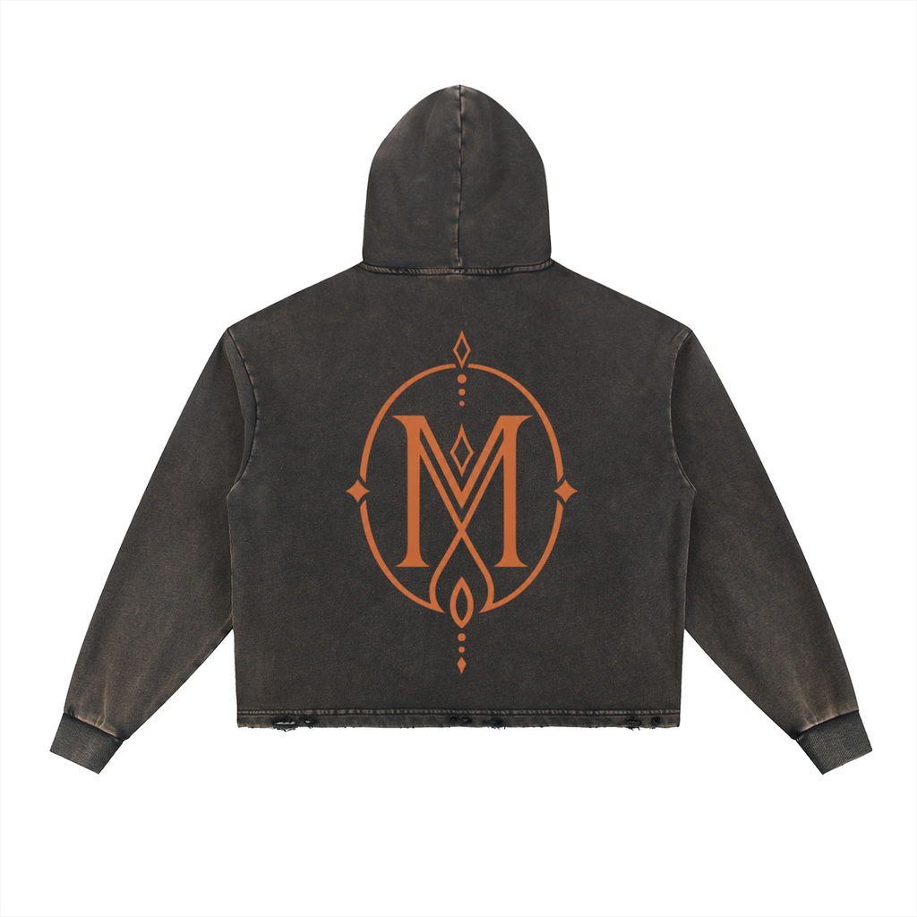 Vintage Washed Frayed-Hem Hoodie