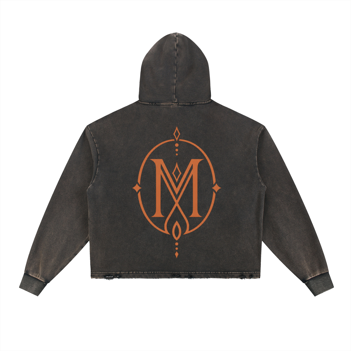 Vintage Washed Frayed-Hem Hoodie