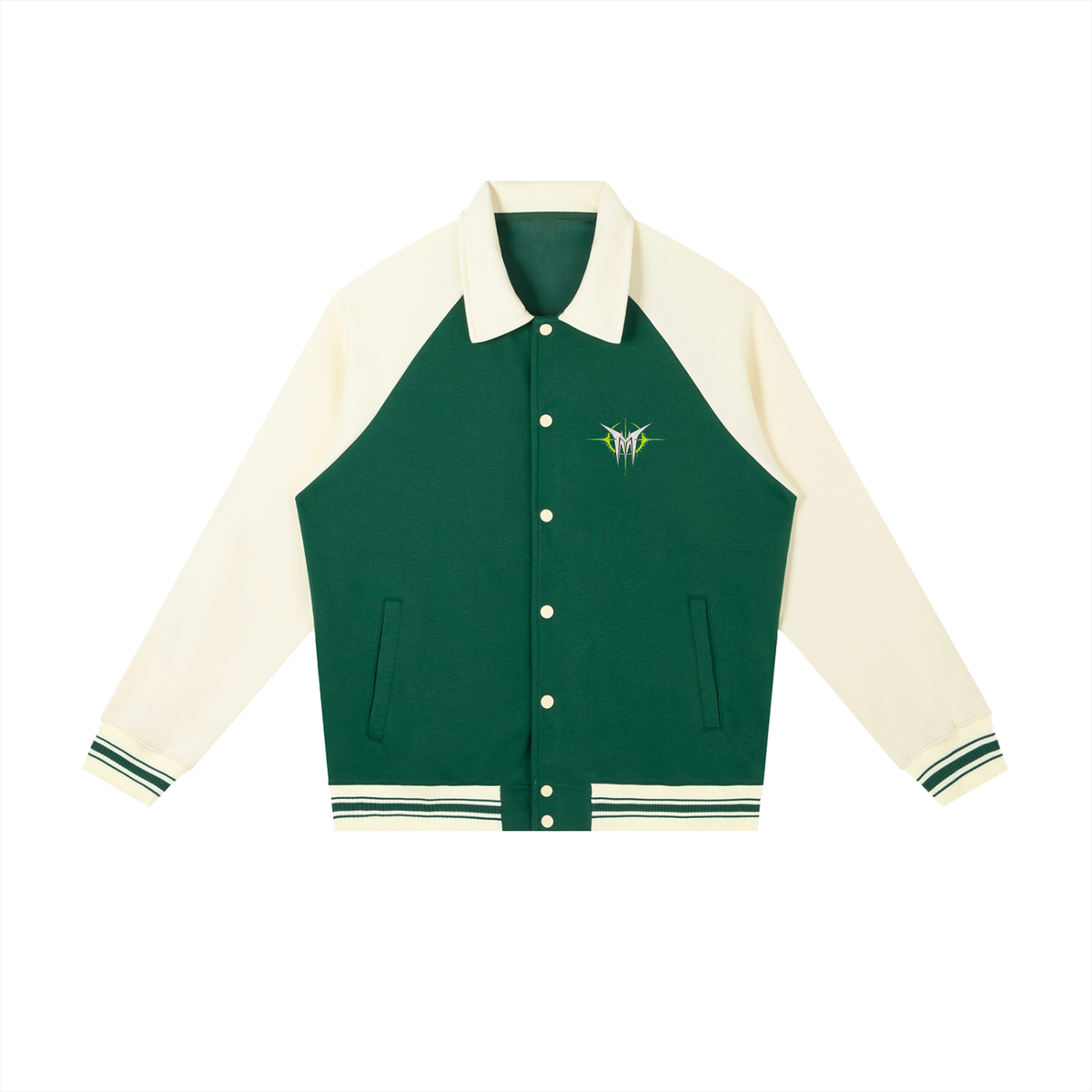 Contrast Raglan Sleeve Baseball Jacket