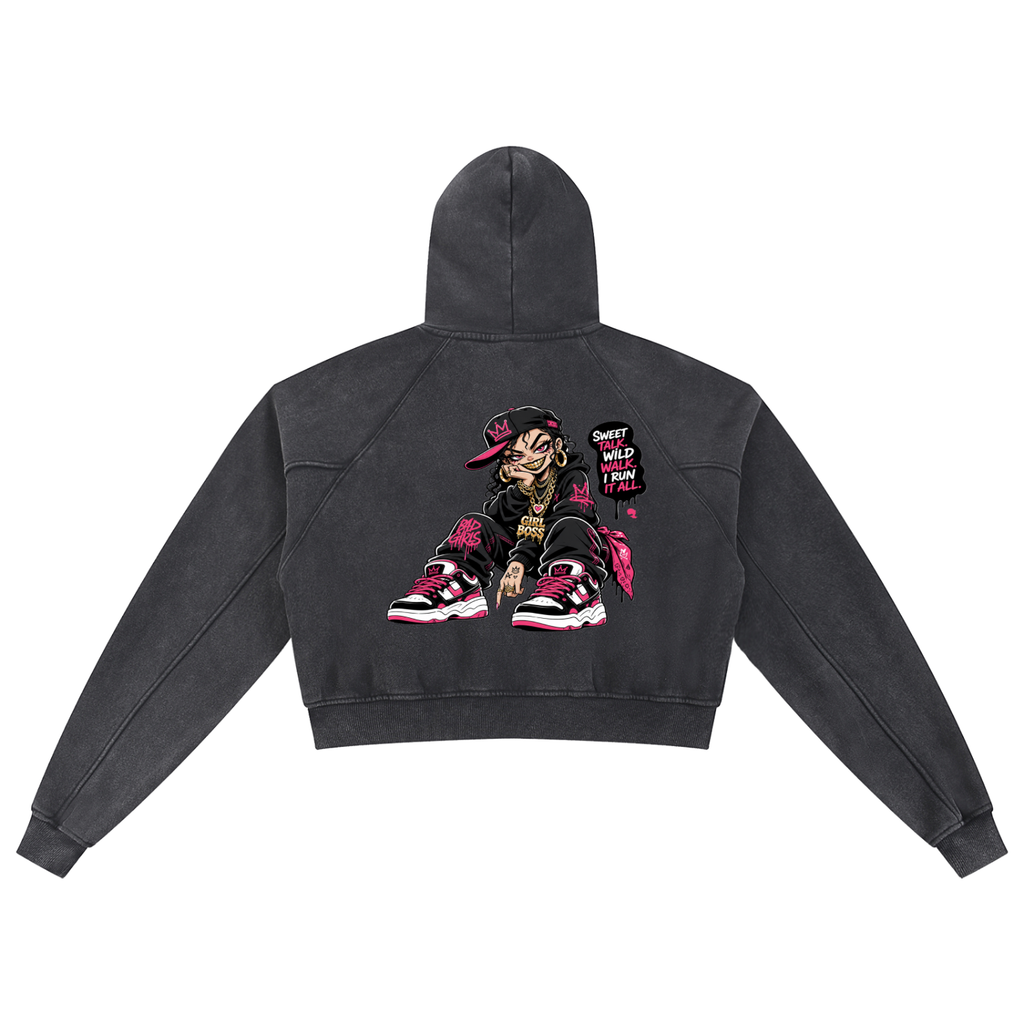 Snow Washed Cropped Hoodie