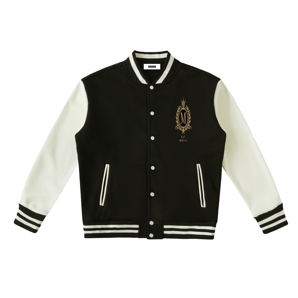 Two-Tone Fleeced Varsity Jacket