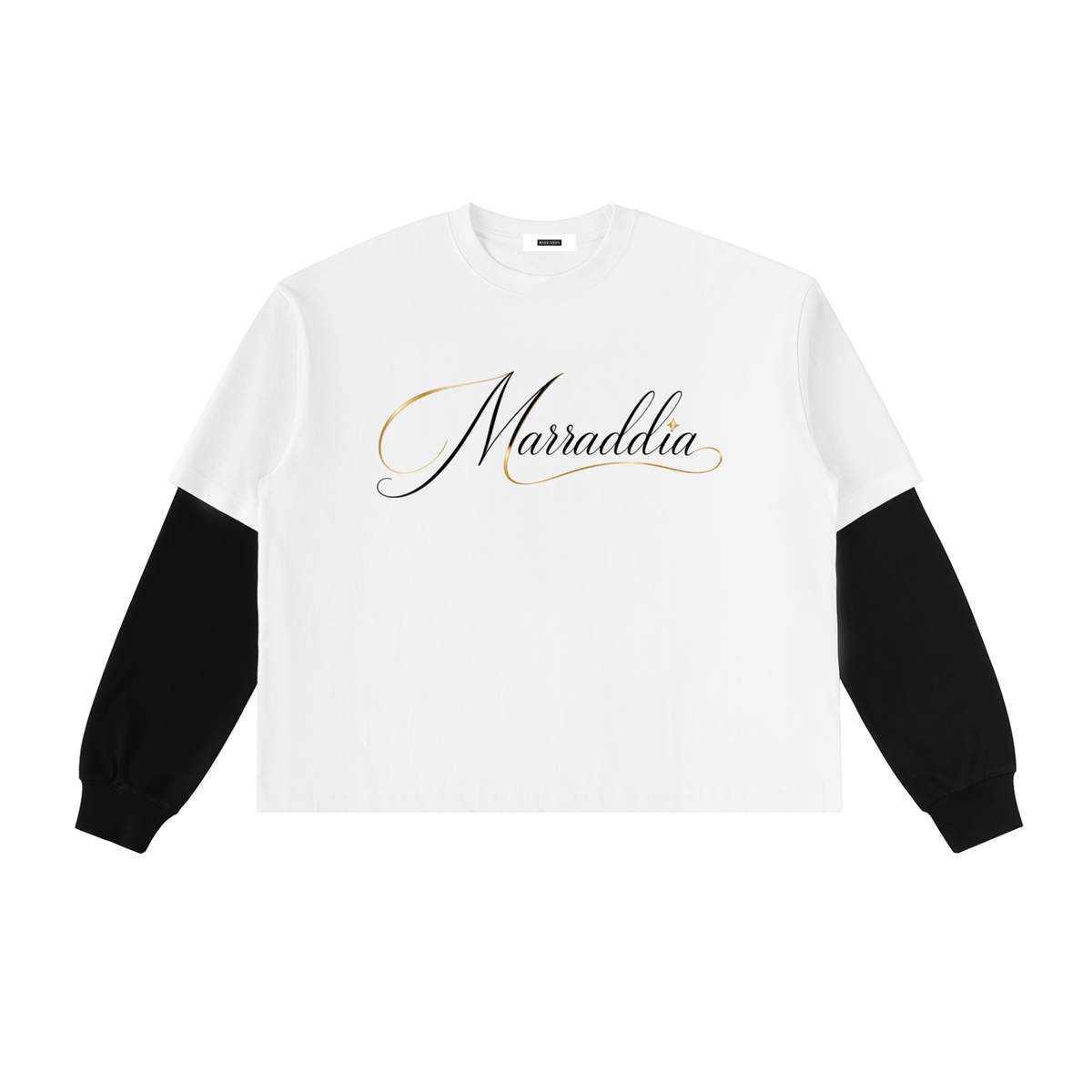 Layered Contrast Sleeve Cotton T-Shirt