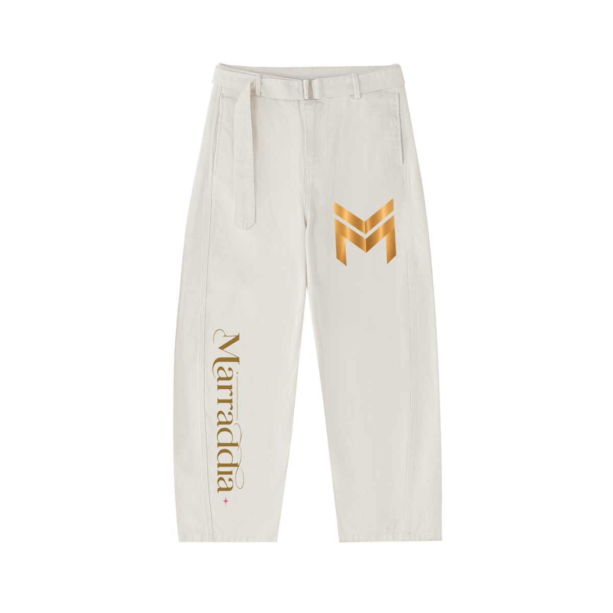 Belted Barrel-leg Chino Pants