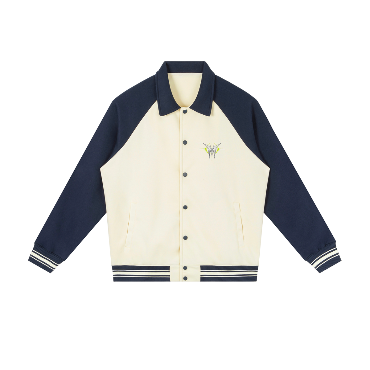 Contrast Raglan Sleeve Baseball Jacket