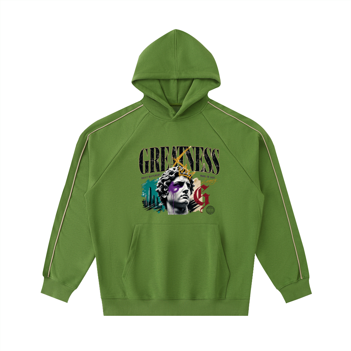Contrast Piping Raglan Hoodie