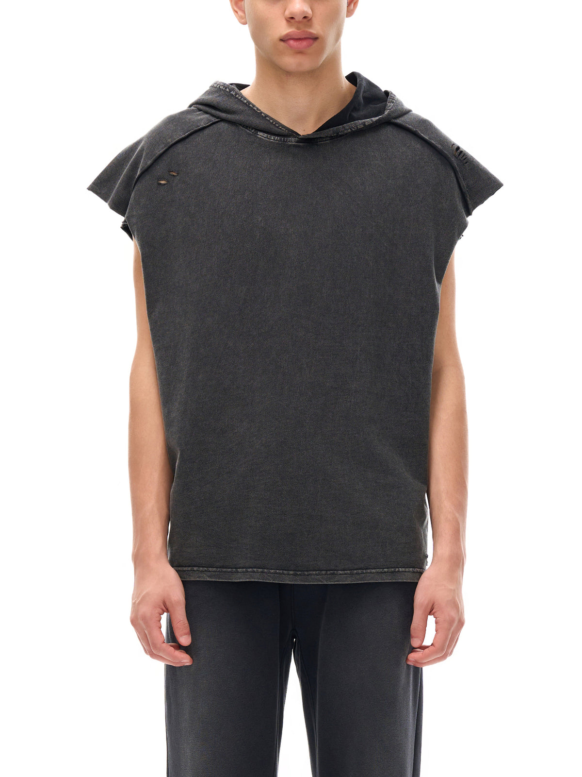 Snow Washed Boxy Hooded Tank Top